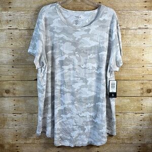 Torrid Performance Cotton Open Back Camo T-Shirt Short Sleeves Tunic Tee 3X